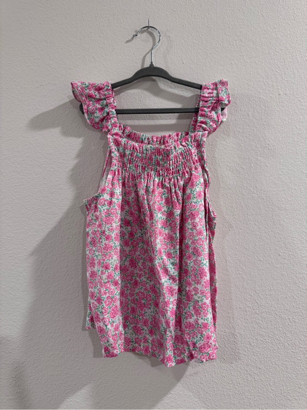 NWT Copper Key Pink Floral Smocked Strap Tank
